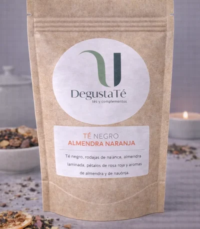 Té negro almendra de naranja empaquetado