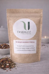 Té rojo de mango y fresa empaquetado