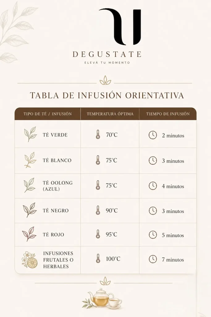 Temperatura y tiempo de infusión de cada té para conseguir el mejor sabor y aroma